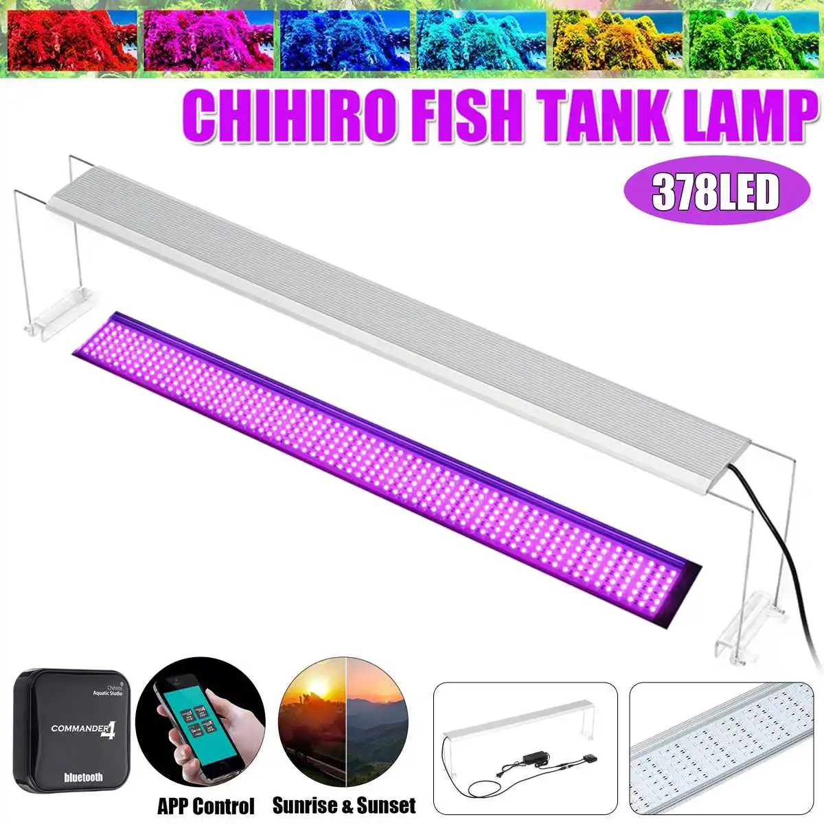 Аквариумная Светодиодная лампа серии A, 69 Вт, 90 см, освещение для выращивания растений в воде, освещение для аквариума, верхняя Светодиодная ...