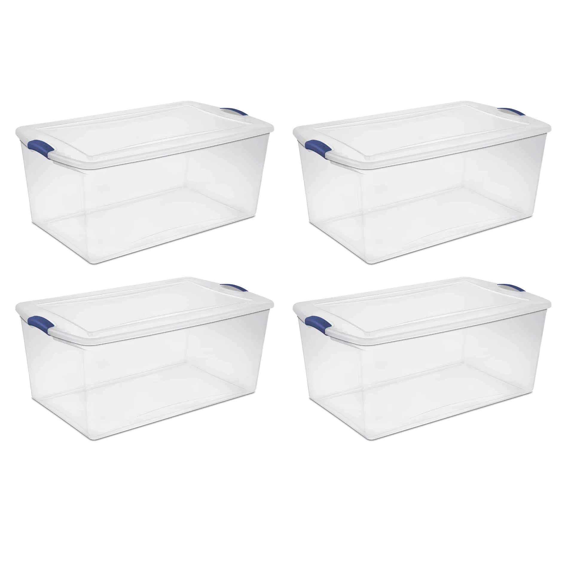 

105 Qt. Latch Box Plastic, Stadium Blue, Set of 4