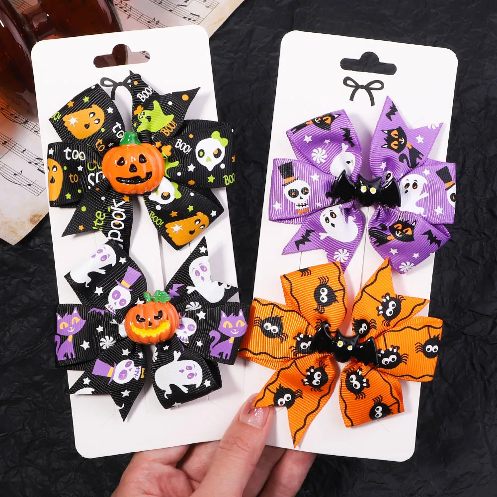 

1Piece Halloween Decoration Bows Hair Clips For Kids Girls Ghost Pumpkin Pinwheel Hairpins Baby Hair Accessories Gift Wholesale