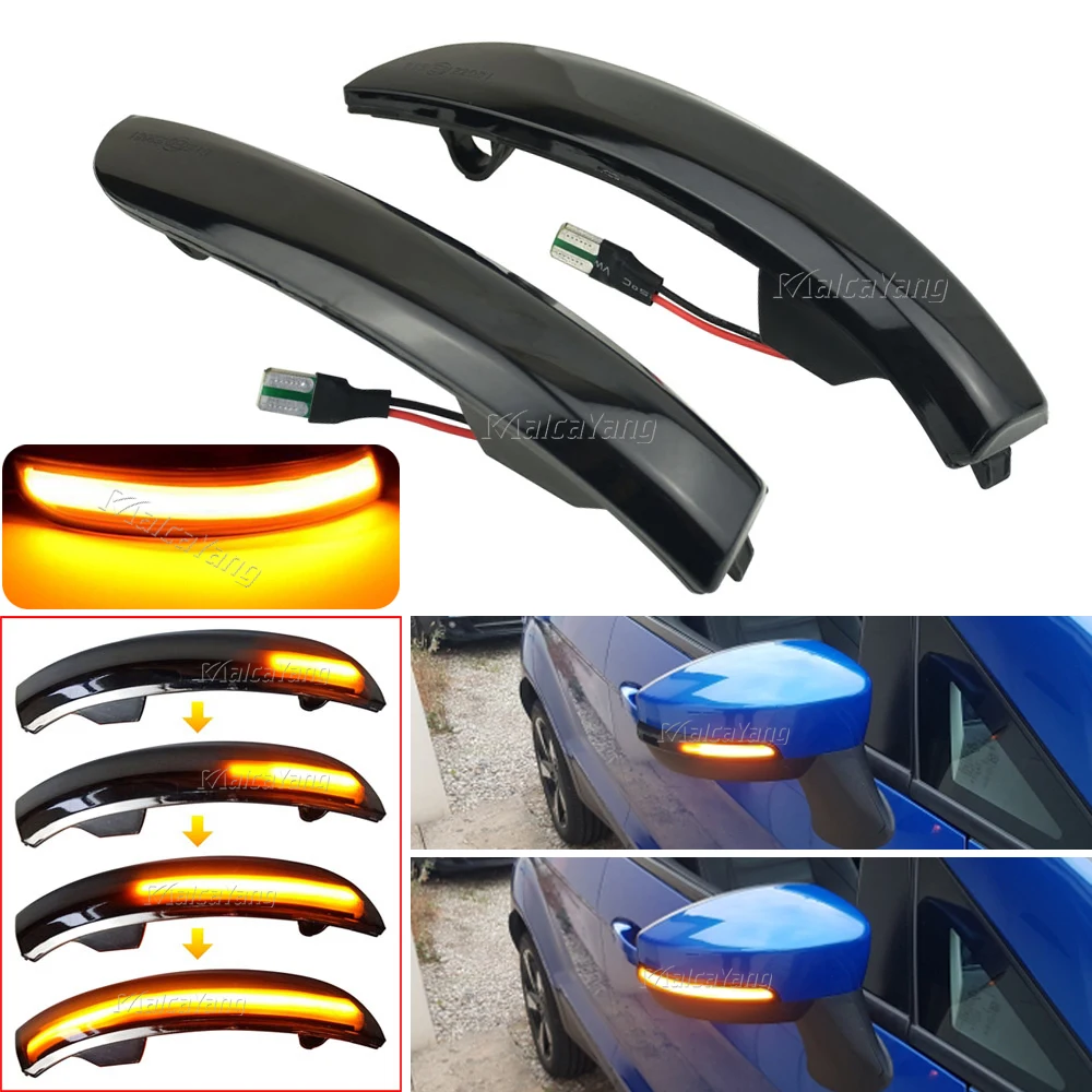 

2X Dynamic Turn Signal Light For Ford Kuga Escape C520 EcoSport 13-18 Focus 3 MK3 SE ST RS US LED Side Mirror Indicator Blinker