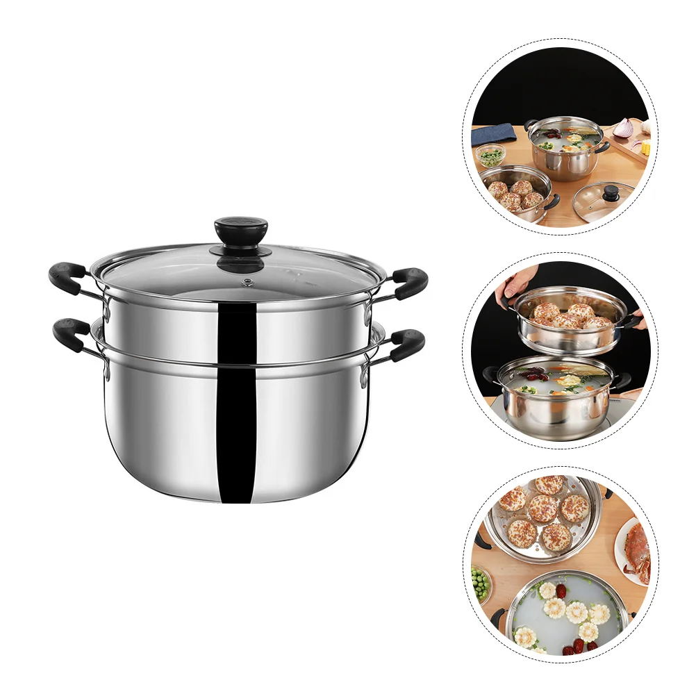 

Soup Pot Braising Pan Lid Soup Saucer Steamed Stuffed Bun Cream Soup Bowl Stainless Steel Steamer Pot Cookware Stockpot Work