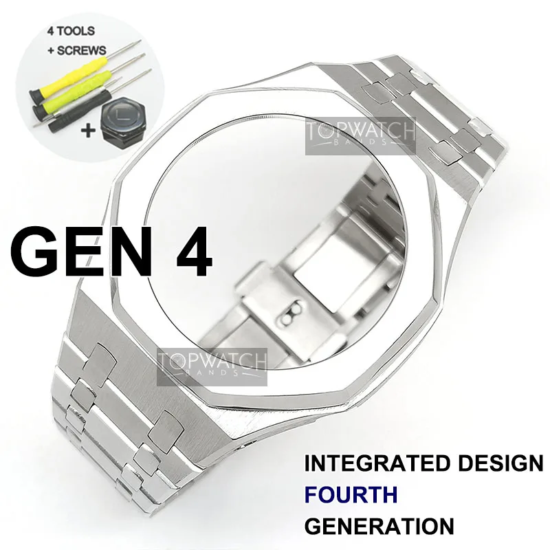 

4th Gen GA2100 Mod Metal Band Watchband for GA2100/2110 Metal Bezel Bracelet Case Rubber Watchstrap with Screws and Tools NEW