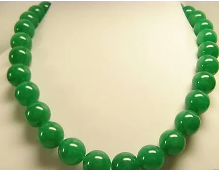

Hot sell Beautiful GREEN Jade 10mm Beads Necklace 18"AAA