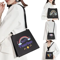 new fashion single product single shoulder bag cartoon teacher pattern printing commuter bag woman bag square all match handbag