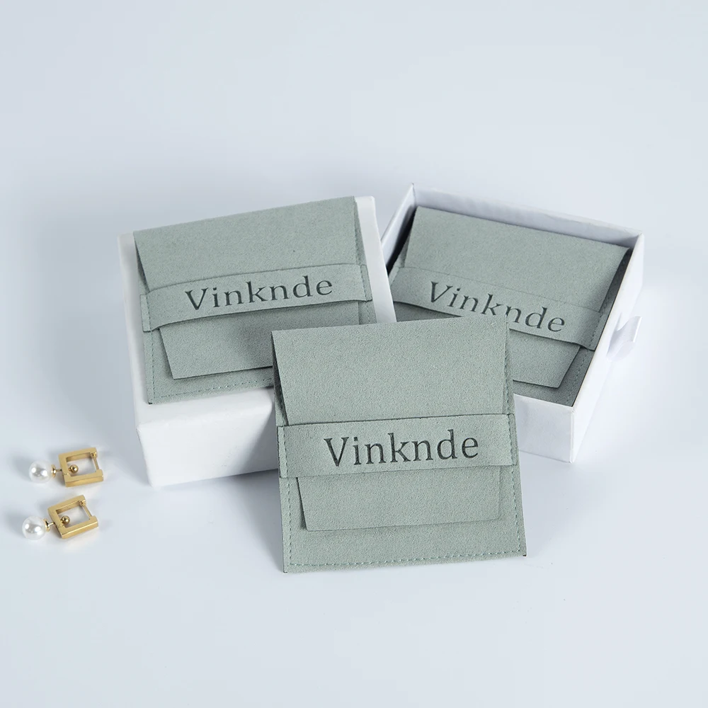 50pcs Microfiber Gift Bags 8x8cm Custom Logo Name Print Jewelry Organizer Packing Pouches Wedding Favor Candy Pouch Cosmetic Bag