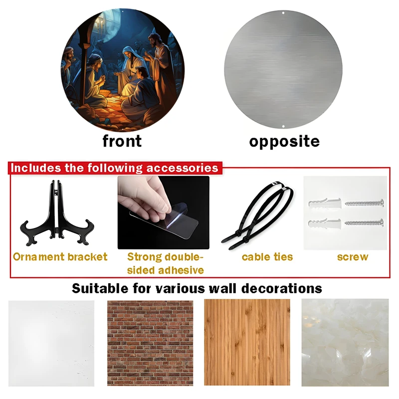 Алюминиевый металлический праздничный знак на тему Рождества круглый подходит