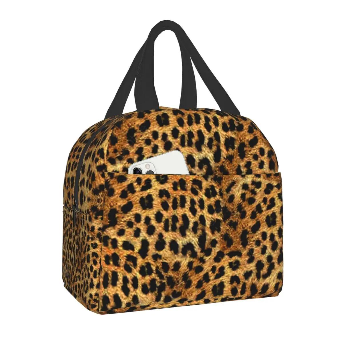Custom Leopard Pattern Texture Lunch Bag for Women Men Cooler Thermal Insulated Lunch Box for Kids School Children