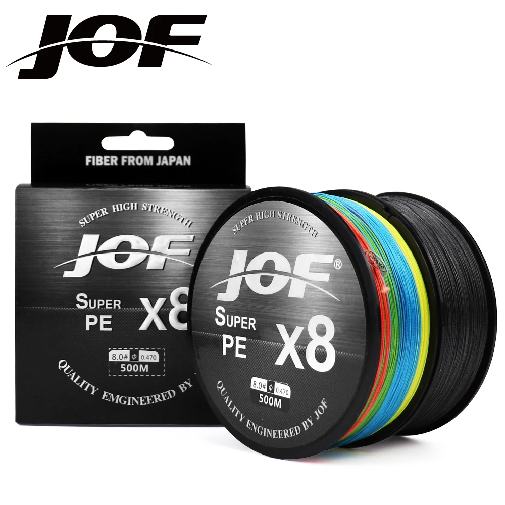 

JOF 8 Strands 500M 300M 150M PE Braided Fishing Line tresse peche Saltwater Fishing Weave Multifilament 15-100LB 8 Threads