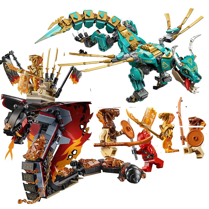 

70674 Fire Fang Spinjitzu Green Ninja Mech Dragon Building Blocks Bricks ninjagoed Movie Model Toys Children christmas gift