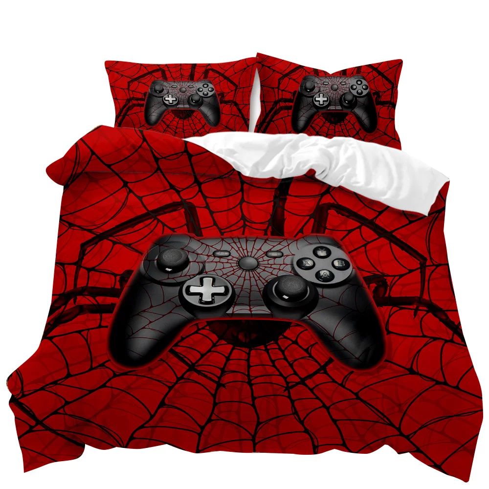 

Game Duvet Cover Set Modern Black Gamer Video Game Controller Bedding Set Console Action Button Queen King Polyester Quilt Cover