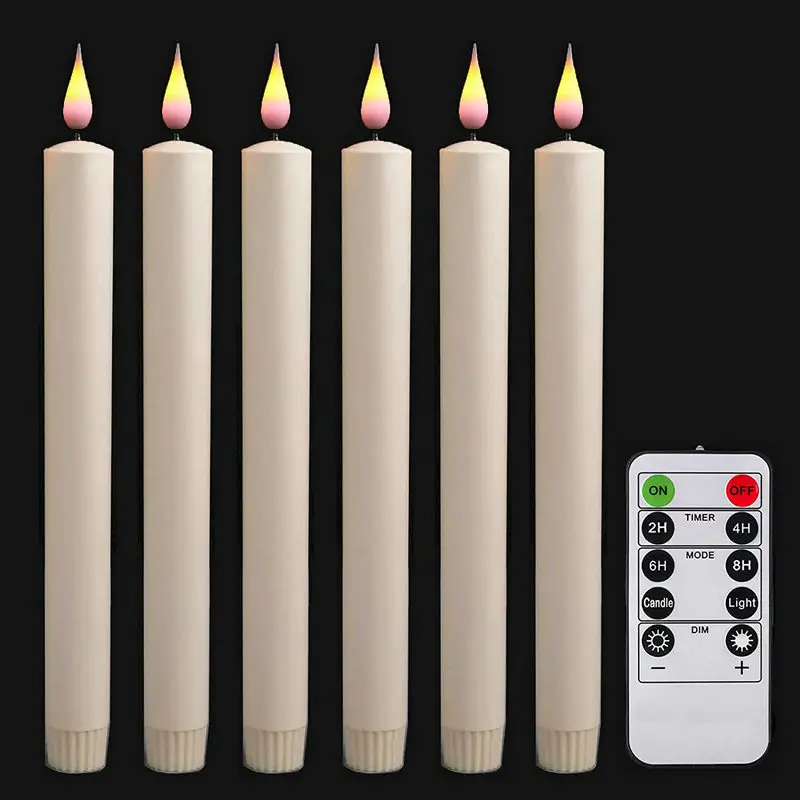 

100pcs 3D Flame Ivory Led Taper Candle Light Window Candles Battery operated w/Remote Control&Timer Party Wedding Decoration