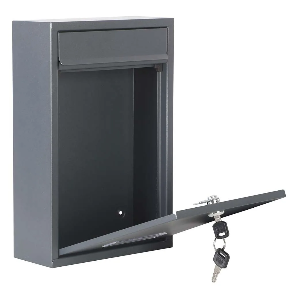 Outdoor mailbox wall steel hole letters mail with key Gray |