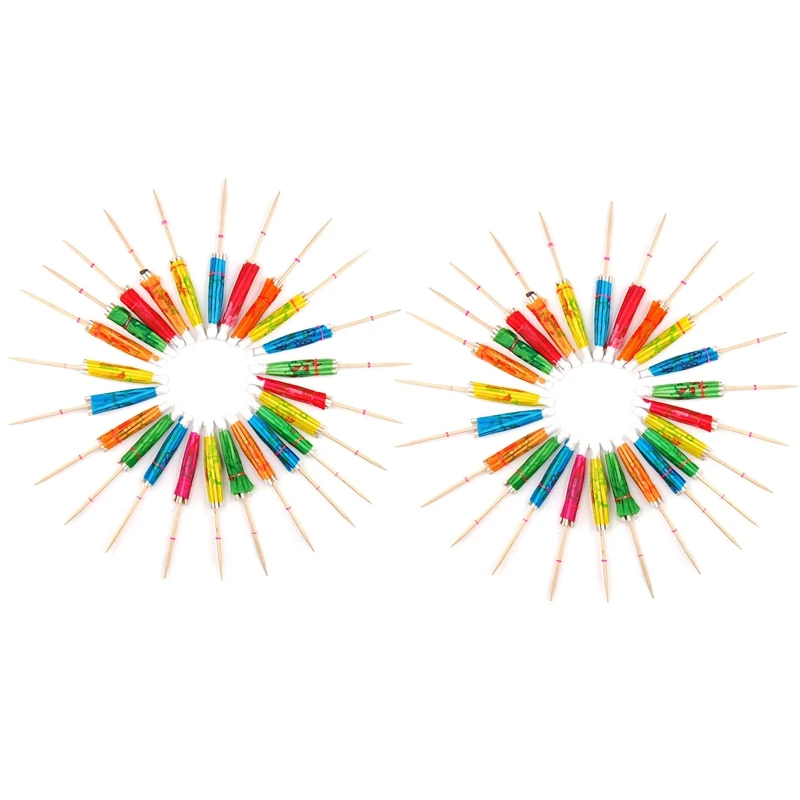 

48 Multi Coloured Paper Cocktail Umbrellas Parasols Party Drink Accessories