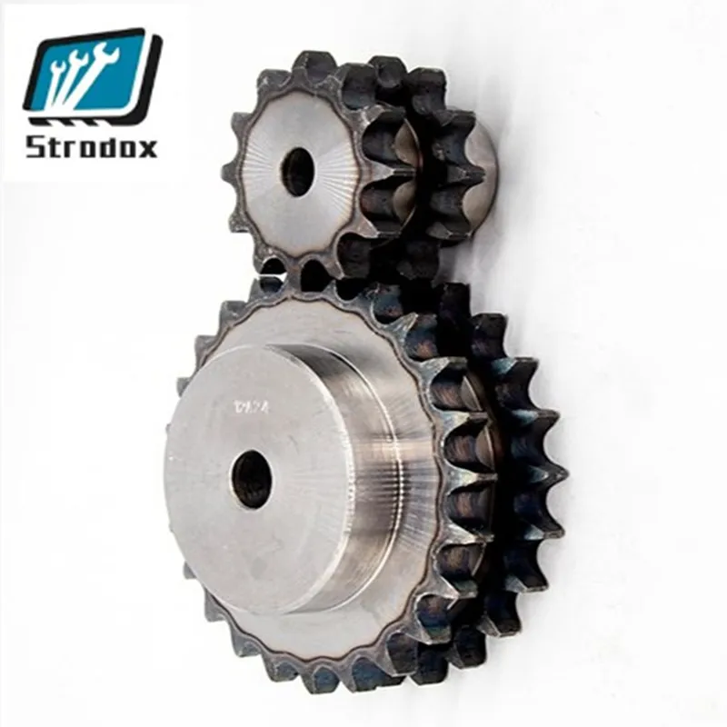 Two Pieces 08B Chain Industrial Table Wheel 45 Gauge Steel Double Row 4 Point Sprocket With Short Ptch 40 Teeth~50 Teeth