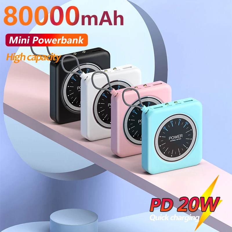 

Minimalist 80000mAh Mini Power Bank Portable Macaron External Battery Charger Dual USB Fast Charging Power Bank