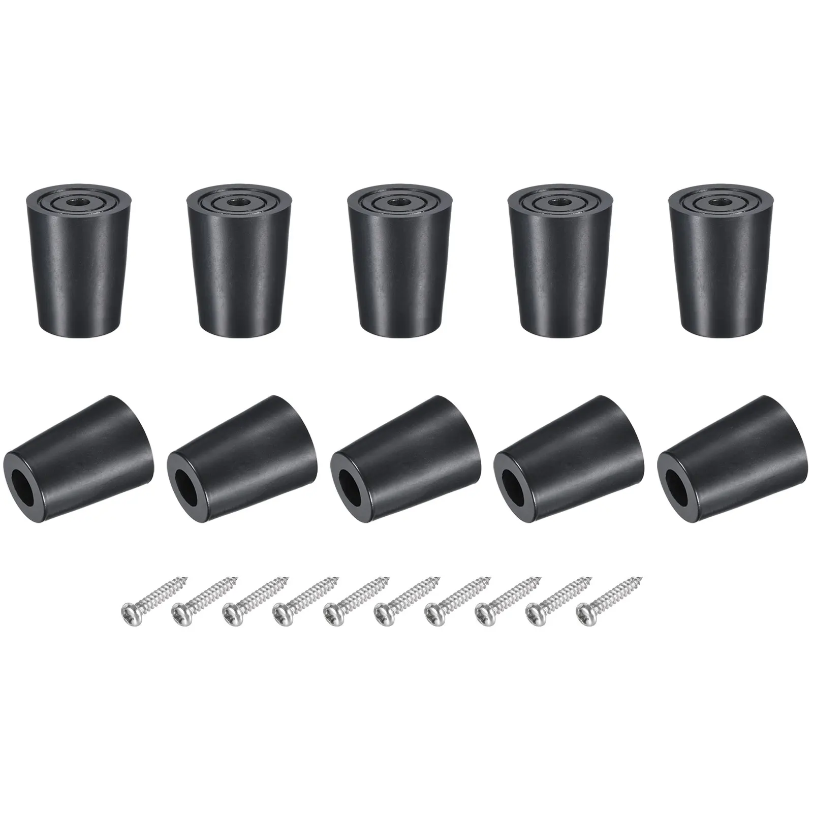 

Uxcell Rubber Bumper Feet, 1.22" H x 0.94" W Round Pads with Stainless Steel Washer and Screws for Furniture 10 Pcs