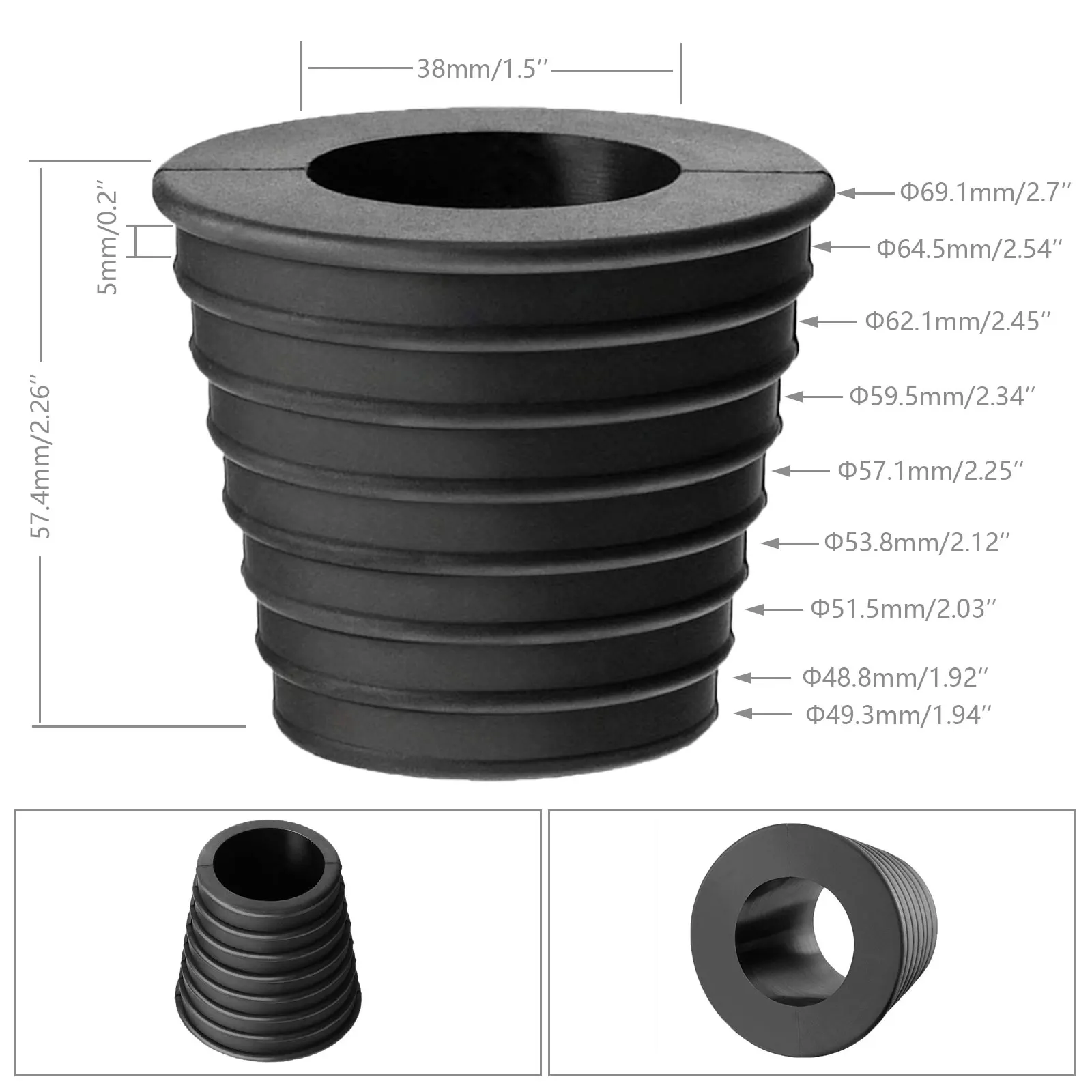Patio Umbrella Cone Wedge Hole Ring Fits Umbrella Pole Diameter 1.5inch\\\/38mm for Patio Table Hole Opening 1.94 to 2.7inch
