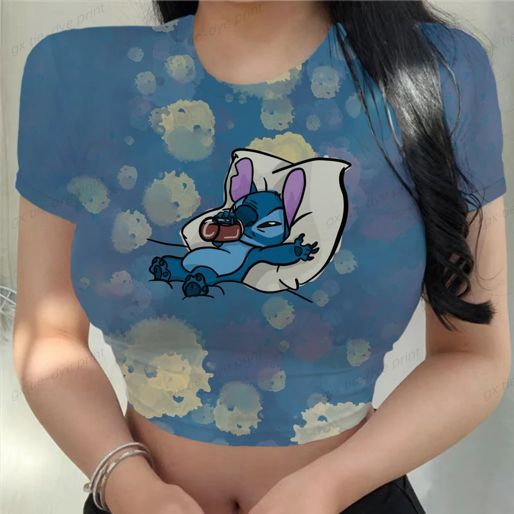 

Кроп-Топ женский с принтом «Ститч», Y2k