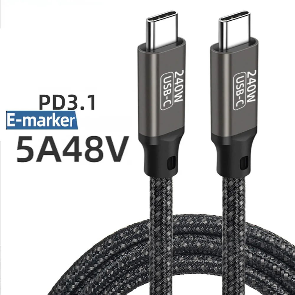 Фото Кабель TpyeC-Type C 240 Вт, 100 Вт, 66W18W, PD3.1, E-marker, шнур для быстрой зарядки, кабель для Xiaomi, Samsung, Huawei, Macbook, iPad 12 №2