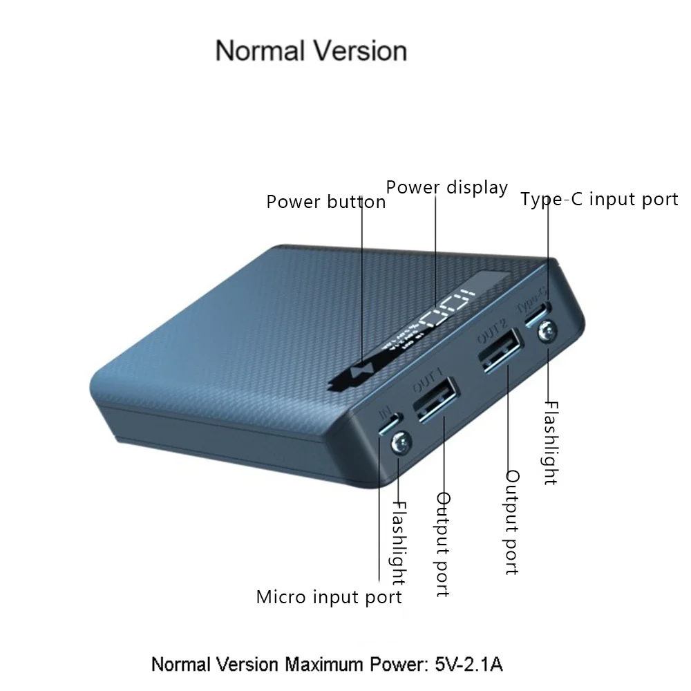 Фото ZDH 6X18650 Зарядное устройство Чехол Power Bank 18650 Зарядное устройство для зарядки мобильного телефона, стандартная зарядка, черный №5