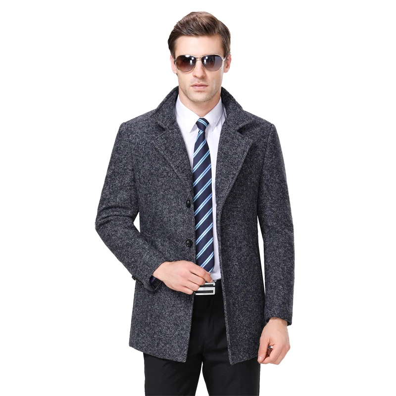 

Men Wool Coat Autumn Woolen Jacket Pea Coat Winter Tweed Coat Slim Fit Wool Blend Jacket Men High Quality Korean Men Clothing