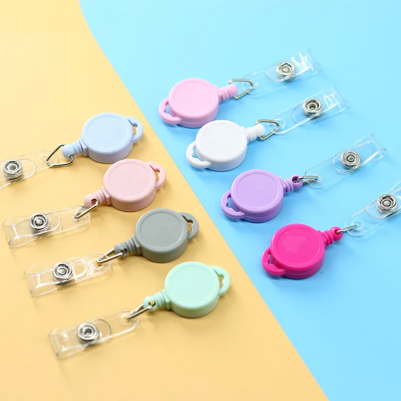   Mini Simple Retractable Badge Reel ID Name Tag Card Holder Accessories Anti-Lost Clip School Office Business Supplies 