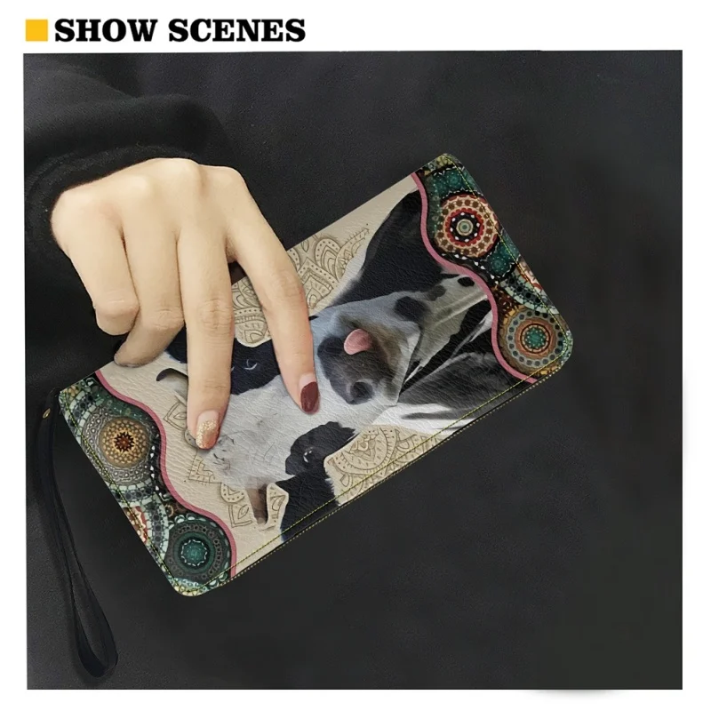 Belidome Mandala Cow Wristlet Wallet for Womens Leather RFID Blocking Zip Around Card Holder Organizer Travel Clutch Bags