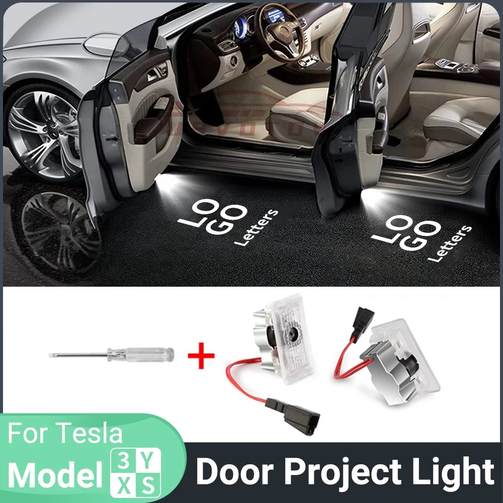 

Upgraded Tesla Model 3 Y X S Puddle Lights Car Logo Projector Ultra-Bright LED 3D Door Welcome Lamps 2023 2022 2021 Emblem Bulb