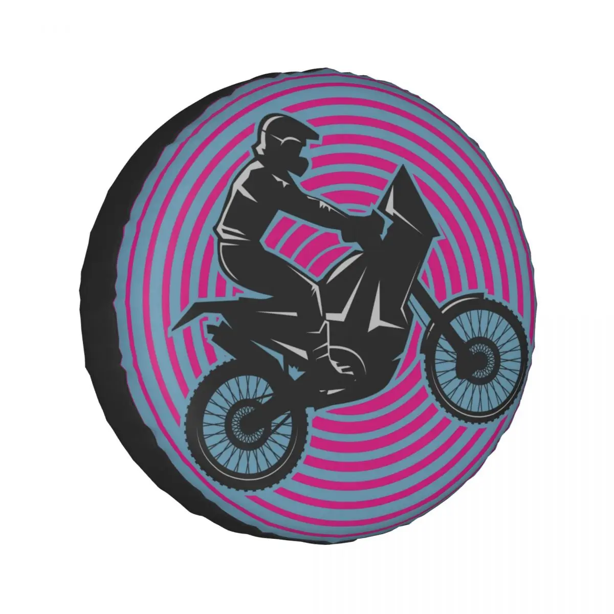 

Universal Car Tire Cover Case Spare Tire Wheel Bag Tyre Spare Storage Cover Polyester Motocross Abstract Circle Dirt Bike