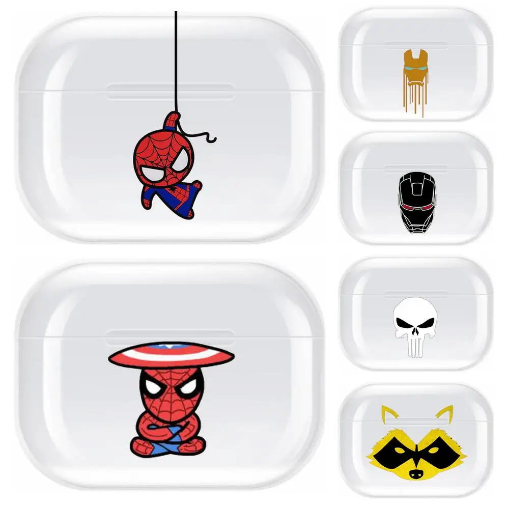 

Iron Man Spiderman Transparent TPU Case For Airpods Pro 3 Case Silicone Headphone Accessories Air Pods 3 Apple Protective 1 2