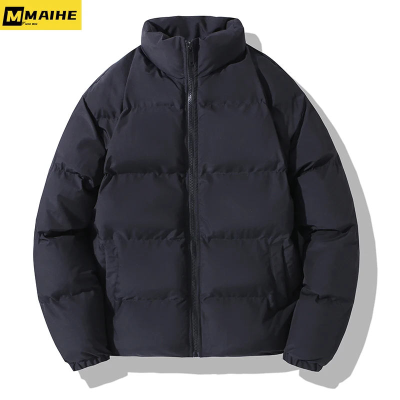 

Harajuku Winter Jacket Men's Parka Thickened warm coat Men's stand collar solid color casual coat women's Korean street wear 5XL