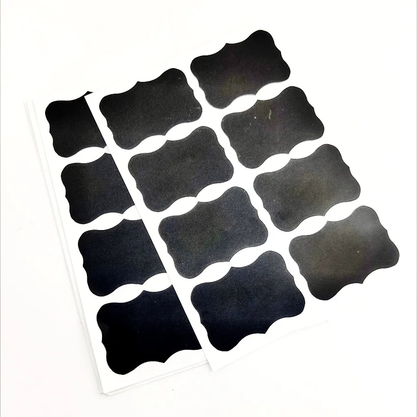 Plastic PVC Self-adhesive Label Stickers Blackboard Paster Adhesive Erasable Waterproof Black Seasoning Bottle Glass Jar 50sets