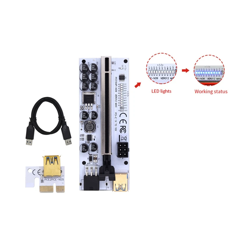 VER012 MAX GPU Riser для видеокарты PCI-E 012 Pci Express USB 3.0 Кабель 1X–16X добычи BTC