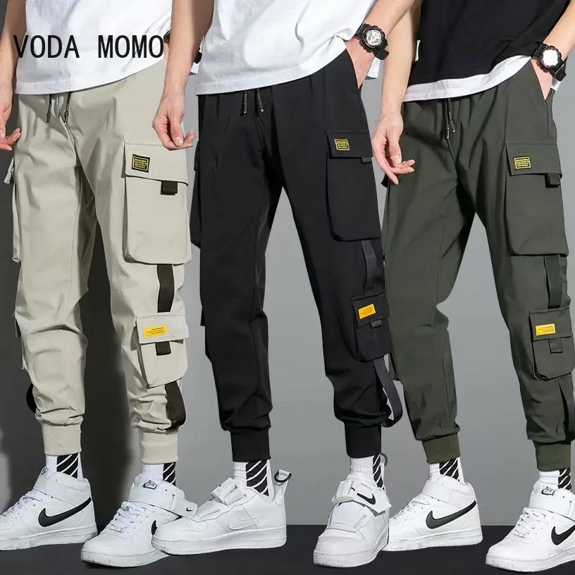 

Ribbons Harem Joggers Men Cargo Pants Streetwear 2022 Hip Hop Casual Pockets Track men Pants Male Harajuku Fashion Trousers