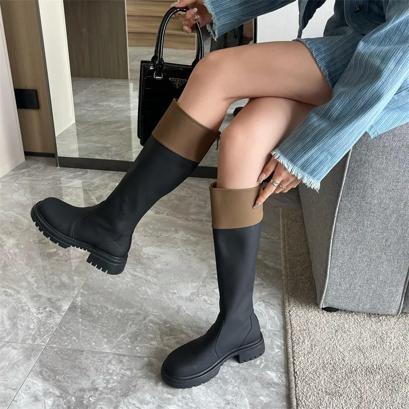 

Winter Chelsea Warm Casual Women Boots Designer Wedges Knee-High Motorcycle Goth Woman Botas Flats Platform Heels Shoes