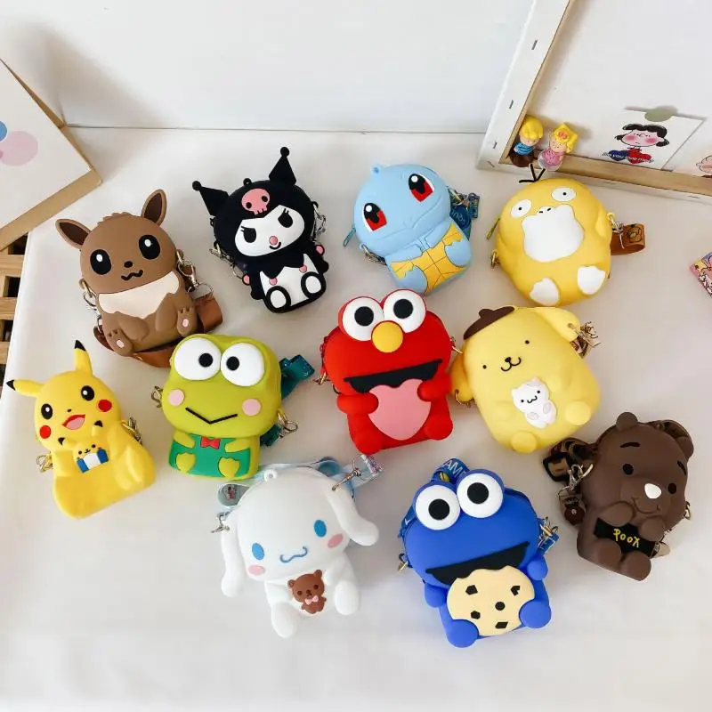 

Sanrioed аниме Kawaii Kuromi Cinnamoroll мультяшный силиконовый мини-мессенджер сумка кошелек сумка милый подарок для детей и друзей