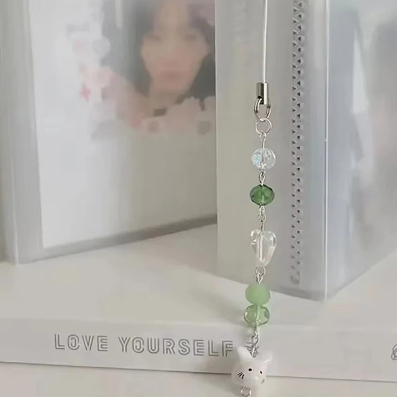 Ручной работы четыре листа клевера кошка из бисера подвеска для телефона Y2k