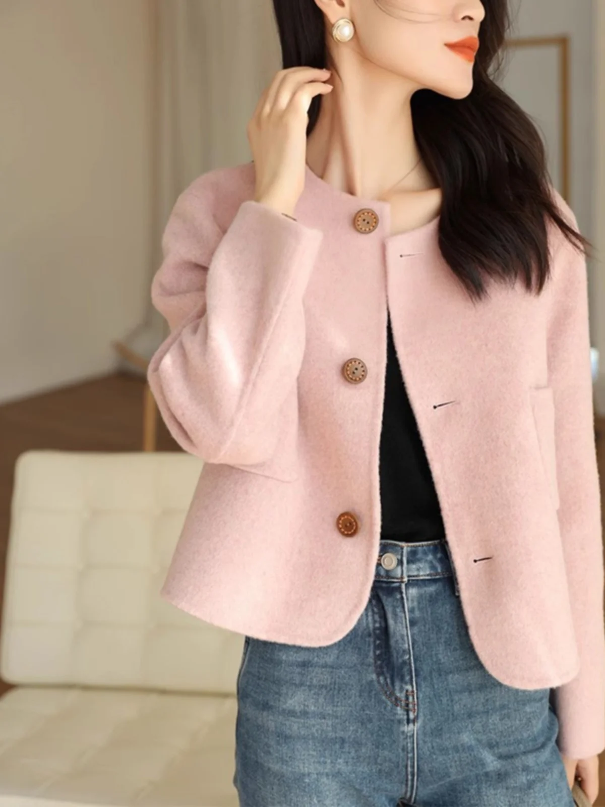 High end Fashionable Western Sle Woolen Outerwear Women Autumn and Winter New Loose Slimming Temperament Small Short Woolen...