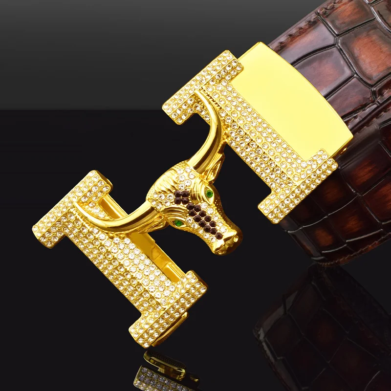 

New Chinese Cow Cowhide Belt Sliding Buckle Luxury Leather Fashion Men High Quality Cintos Masculinos