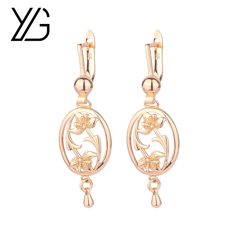 

YGL New Women's Earring Lock Cubic Zirconia Rose Gold Plated Female Fashion Jewelry Gift Copper