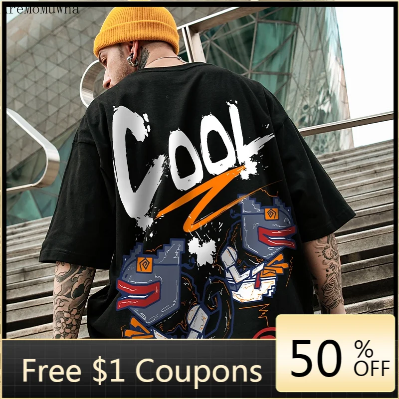 

High Street Short Sleeve T-shirt Male Large Size Loose Fatty Fatty Men's 150KG Fat National Tide Half Sleeve M-8XL Men T Shirt