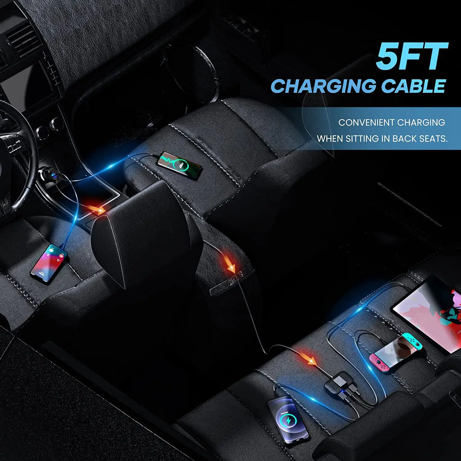 Автомобильное зарядное устройство типа C с 5 несколькими портами адаптер