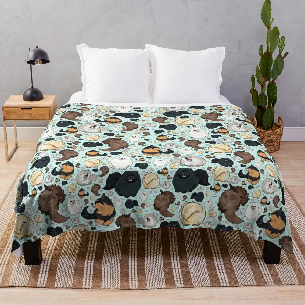 

Pomeranians Throw Blanket Queen Size Wool Blankets For Bed Quilt Blanket