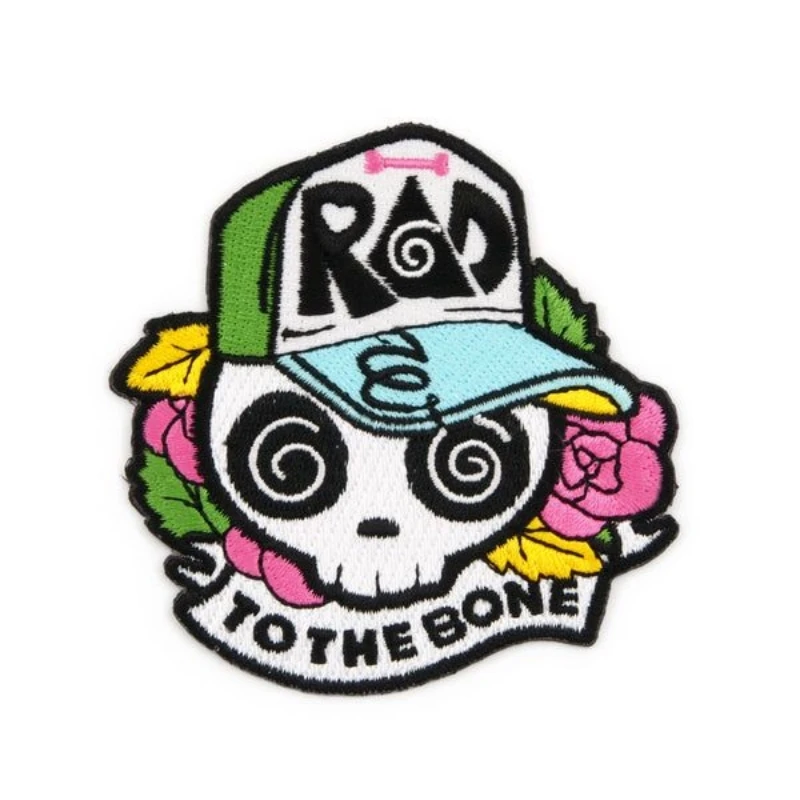 Заплатка с вышивкой Rad to the Bone цветные нашивки черепом для джинсов жаккейтов