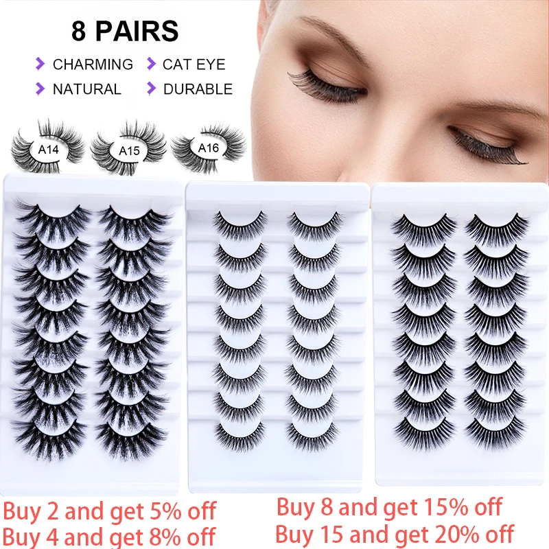 

fluffy lashes 8/5pairs eyelash extensions de cils makeup beauty false eyelashes wholesale lashes natural wispy lash-lifting