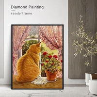 chenistory diamond painting cat animal diamond embroidery cattle cross stitch mosaic window landscape rhinestone home decor