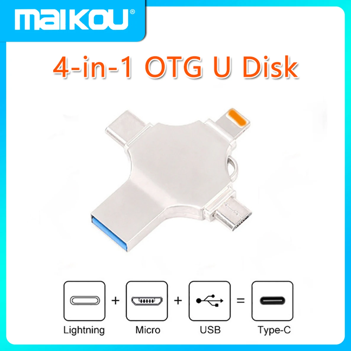 4 в 1 OTG USB флеш-накопитель Тип C, флеш-накопитель 128 ГБ, 64 ГБ, 32 ГБ, 16 ГБ, 8 ГБ, usb 3,0, флеш-накопитель для iOS/Android/ПК