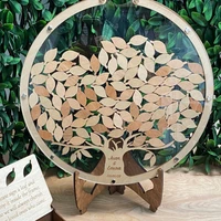 1set wooden tree and leaves guest book decoration wedding guest books drop box signature acrylic guest book gift