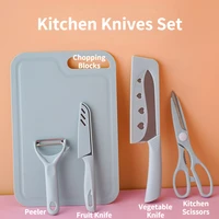5pcsset stainless steel kitchen tool set vegetable fruit knife peeler chicken bone shears cutting board kitchen accessories