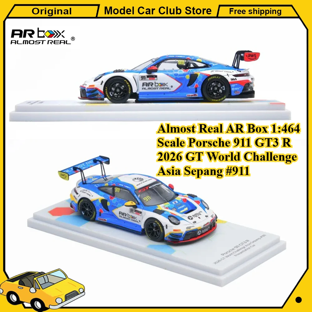 Фото Модель Almost Real AR Box в масштабе 1:464 Porsche 911 GT3 R 2026 GT World Challenge Asia Sepang # Коллекционная модель автомобиля 911 из литого металла №1